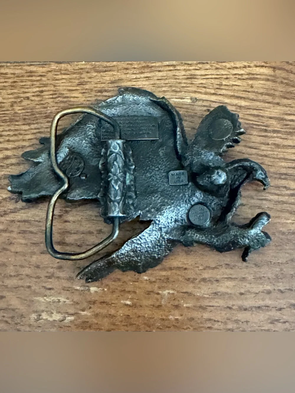 Lot of 5 Vintage Belt Buckles Some Brass/Pewter Eagle Cowboy Western Biker